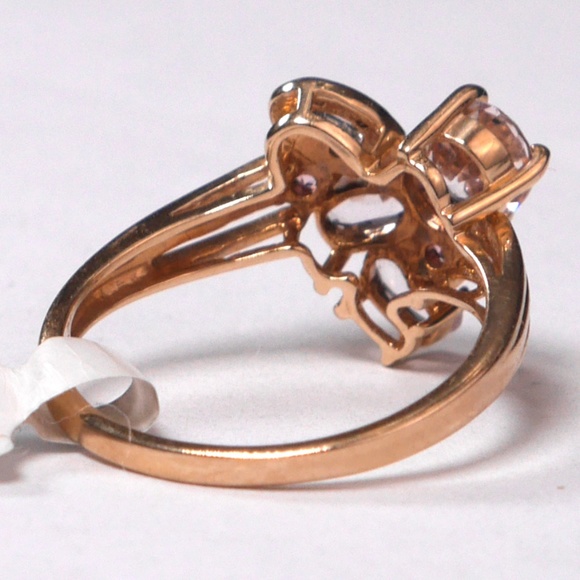 10k Pink Morganite Sapphire Ring SOLID Yellow Gold NEW - Picture 4 of 9